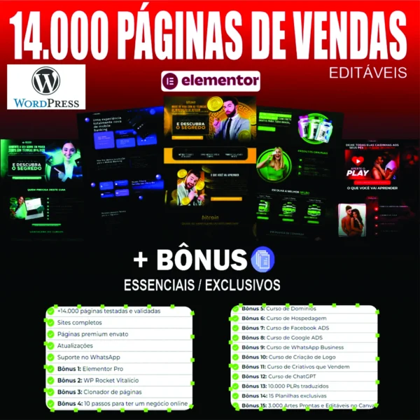 14000 PAGINAS EDITAVEIS WORDPRESS-ELEMENTOR